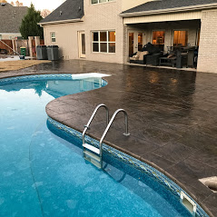 Stamped concrete pool deck 